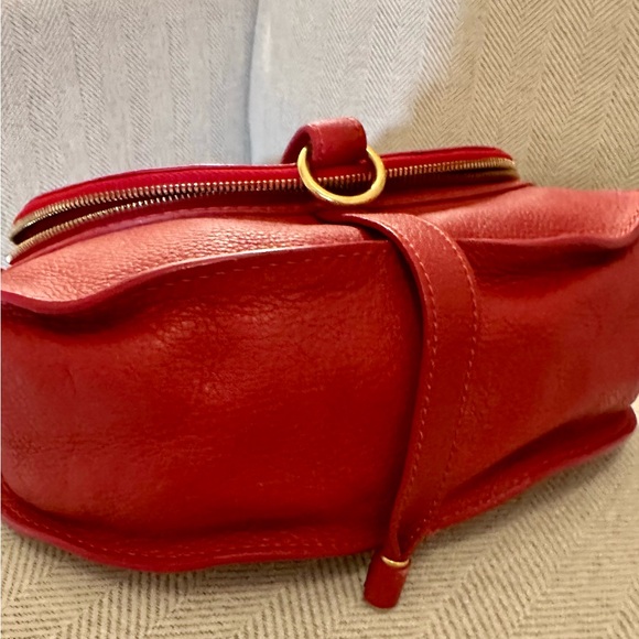 Chloé Red Leather Crossbody Saddle Bag with Tassel - Picture 10 of 15